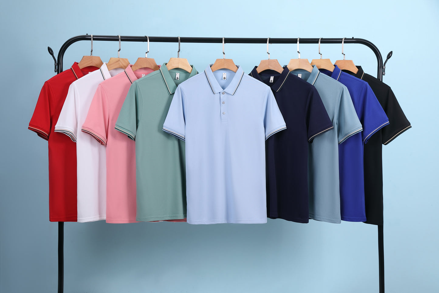 Jacquard Color-Blocking Turn-Down Collar Polo Shirt