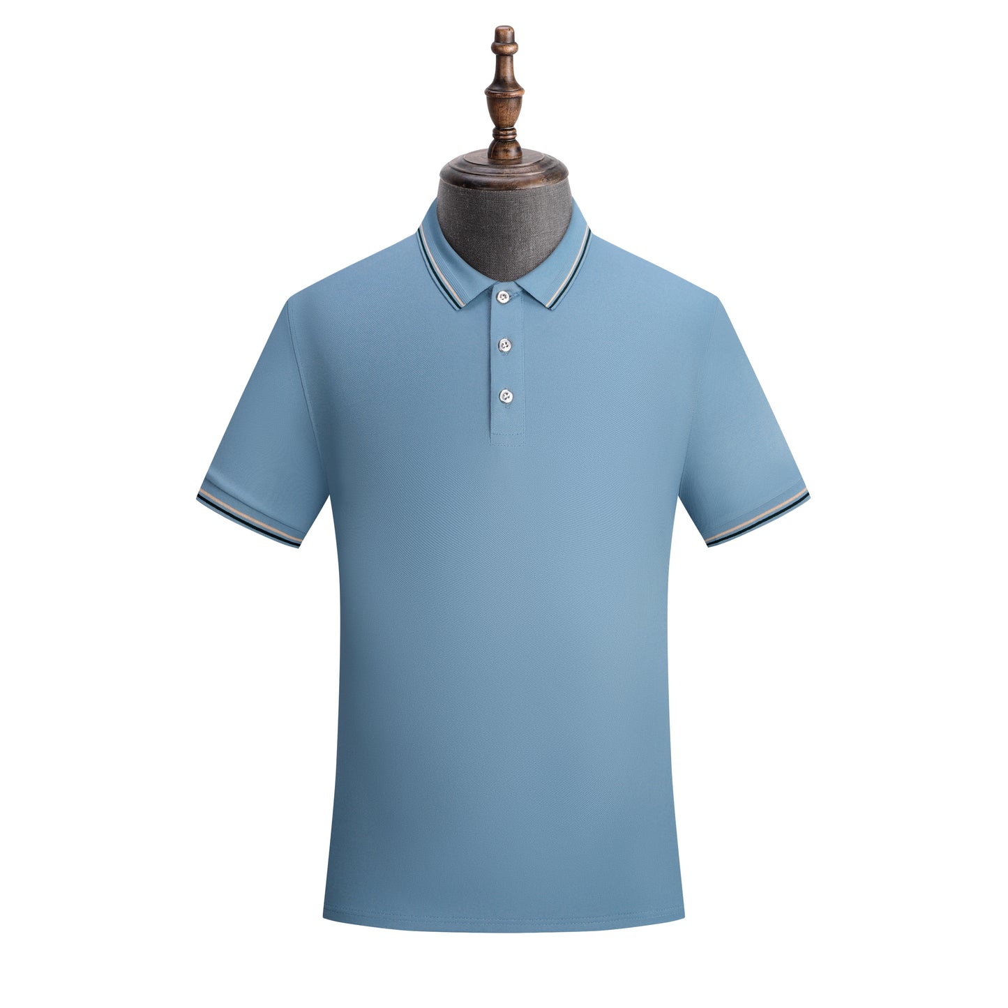 Jacquard Color-Blocking Turn-Down Collar Polo Shirt