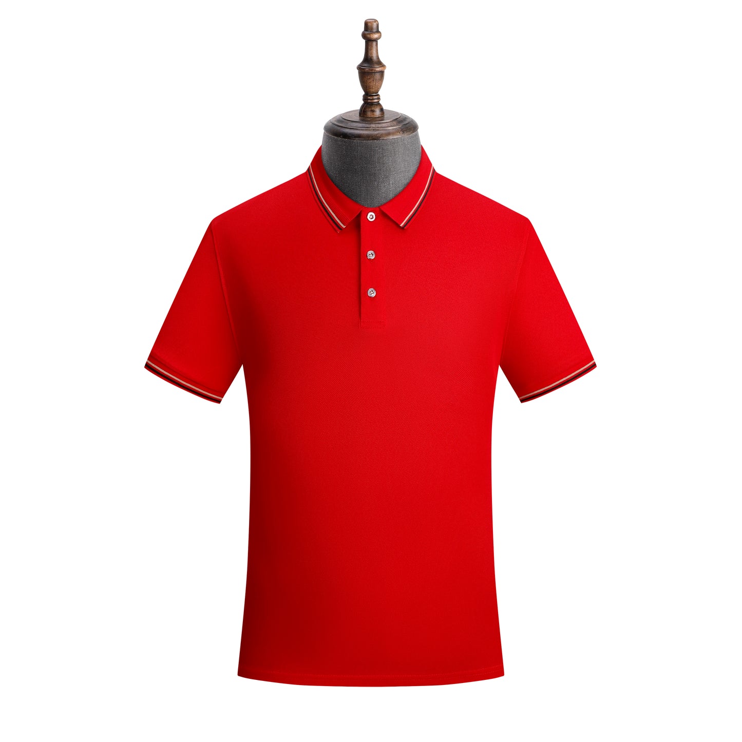 Jacquard Color-Blocking Turn-Down Collar Polo Shirt