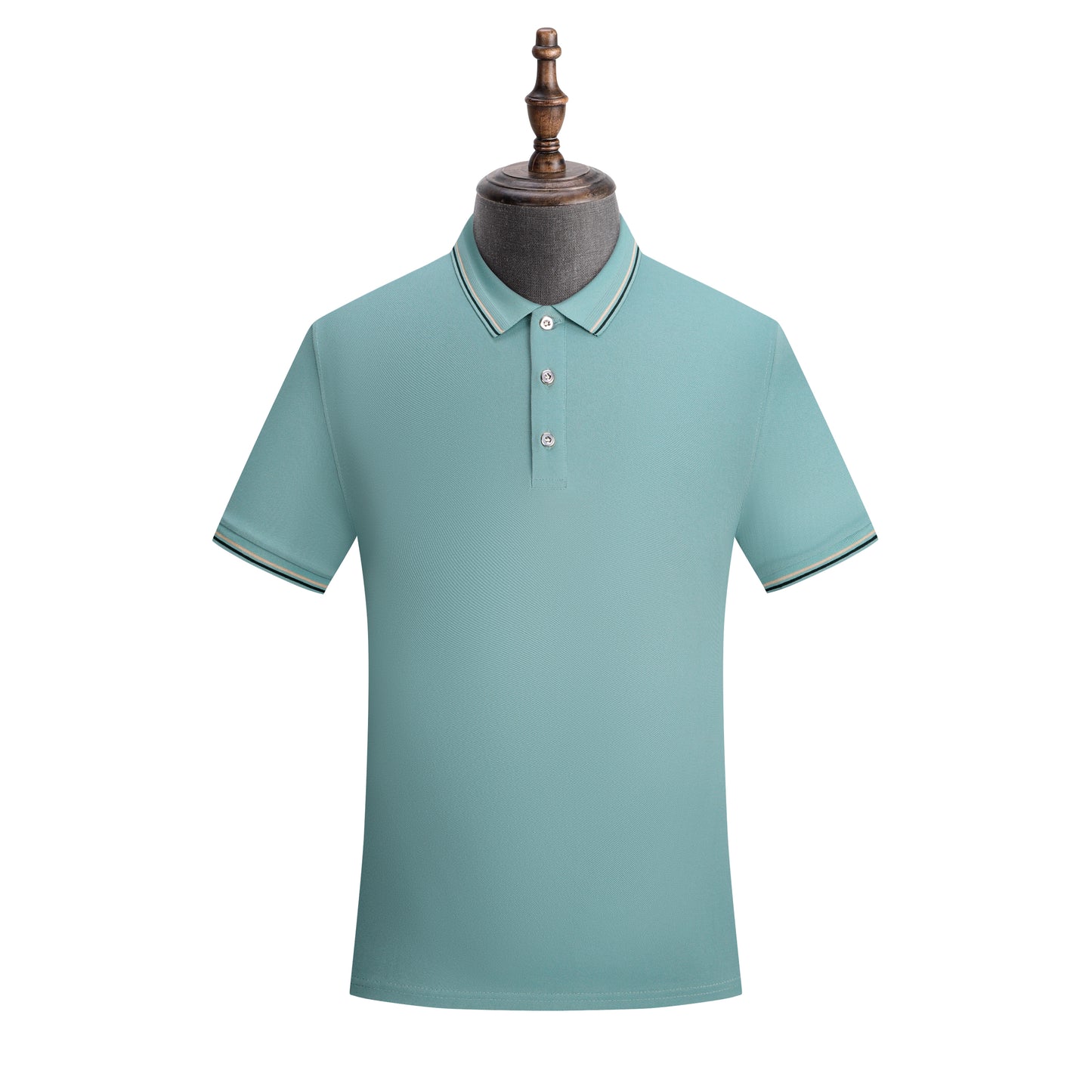 Jacquard Color-Blocking Turn-Down Collar Polo Shirt