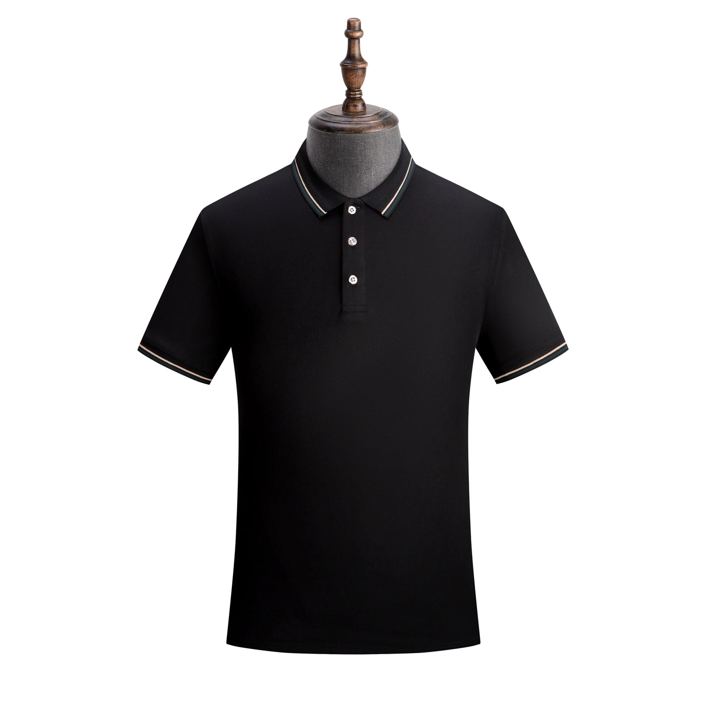 Jacquard Color-Blocking Turn-Down Collar Polo Shirt