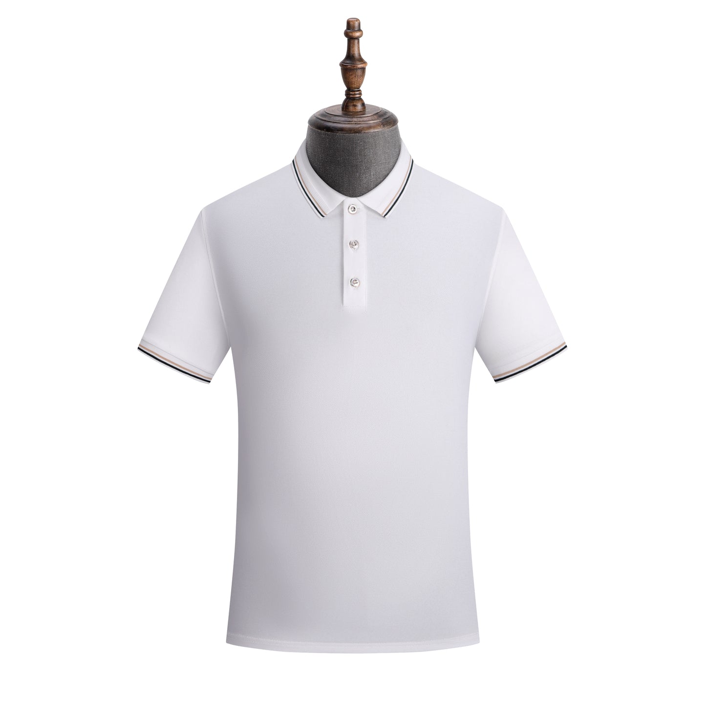 Jacquard Color-Blocking Turn-Down Collar Polo Shirt