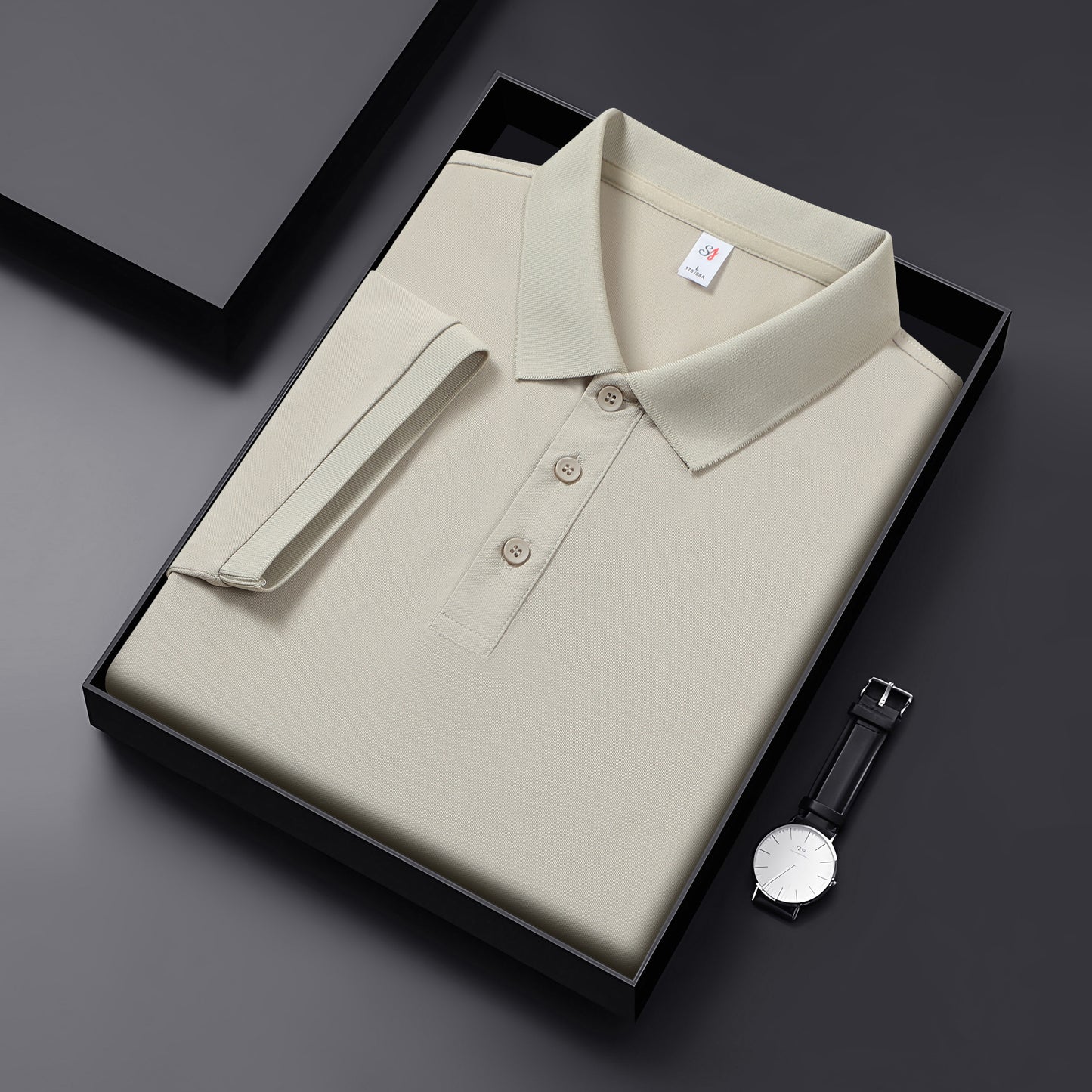 Combed Cotton Solid-Color Turn-Down Collar Polo Shirt