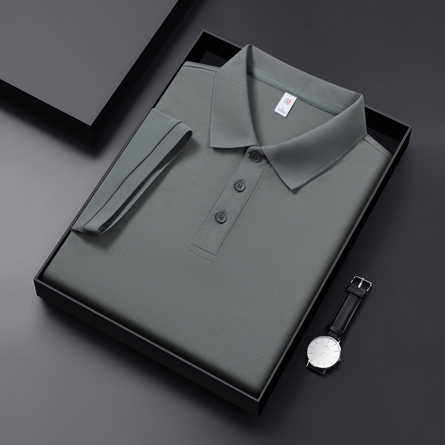 Combed Cotton Solid-Color Turn-Down Collar Polo Shirt