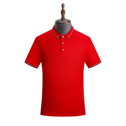 Jacquard Color-Blocking Turn-Down Collar Polo Shirt