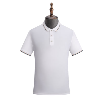 Jacquard Color-Blocking Turn-Down Collar Polo Shirt