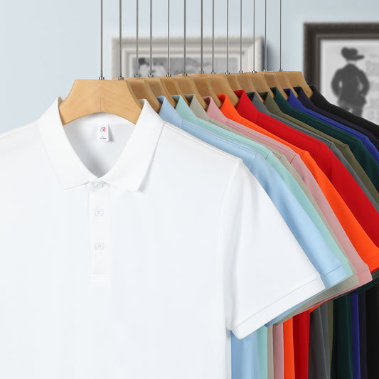 Combed Cotton Solid-Color Turn-Down Collar Polo Shirt