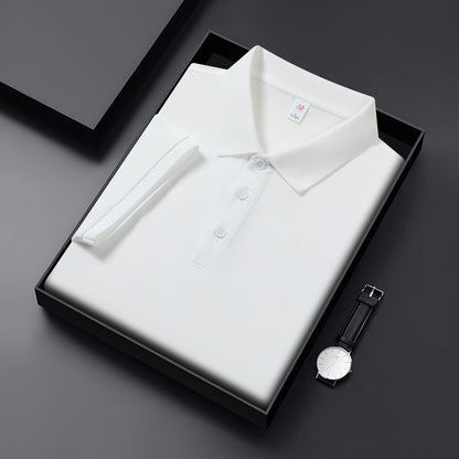 Combed Cotton Solid-Color Turn-Down Collar Polo Shirt