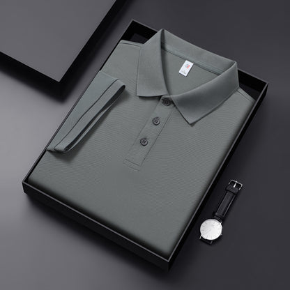 Combed Cotton Solid-Color Turn-Down Collar Polo Shirt